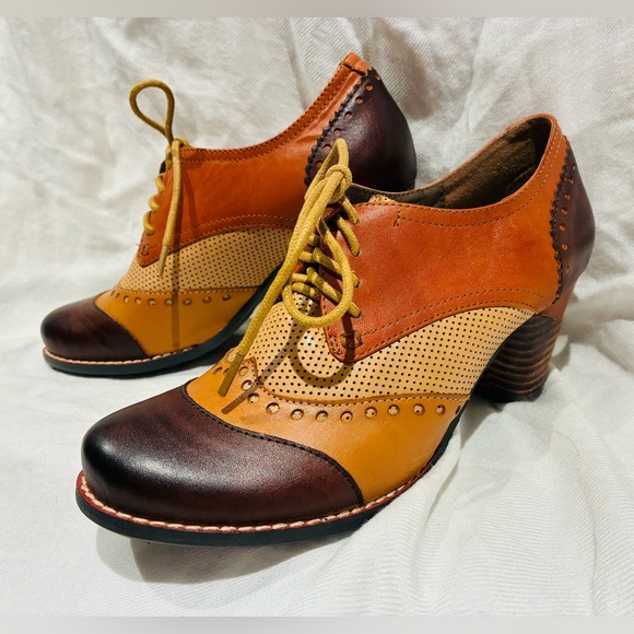 L’Artiste Spring Step Multi-Tone Leather Women’s Stack Heels, Retro, sz 5/EU35 - Picture 3 of 11